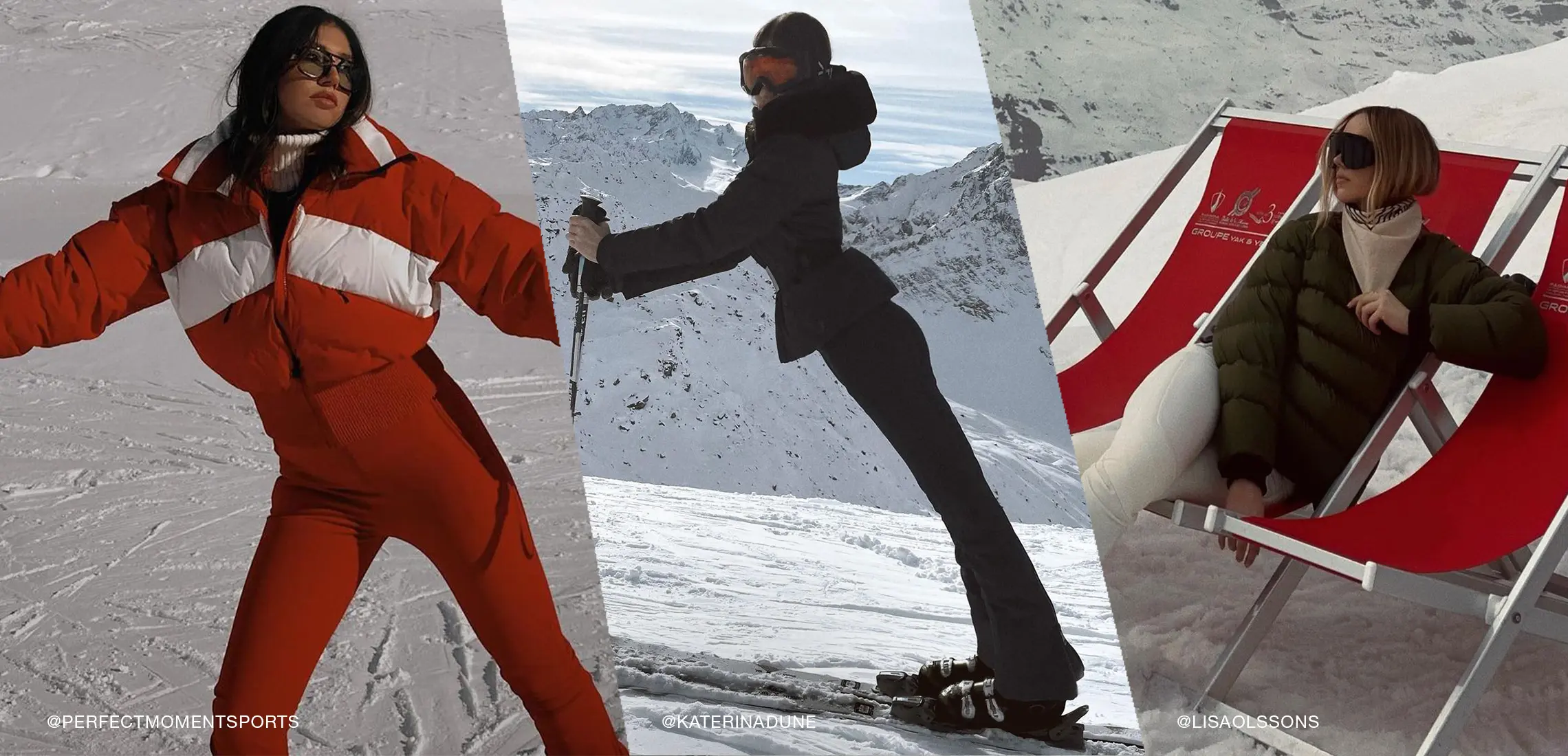 Header - A carousel of 3 skiing outfits